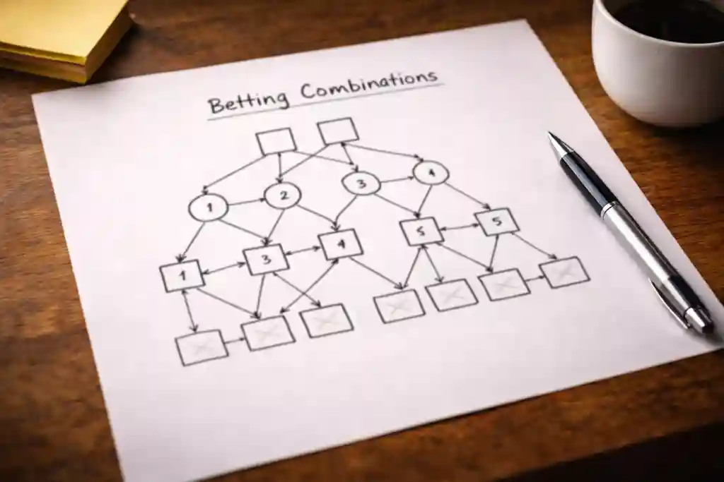 Schema visivo delle combinazioni di un sistema scommesse su foglio di carta