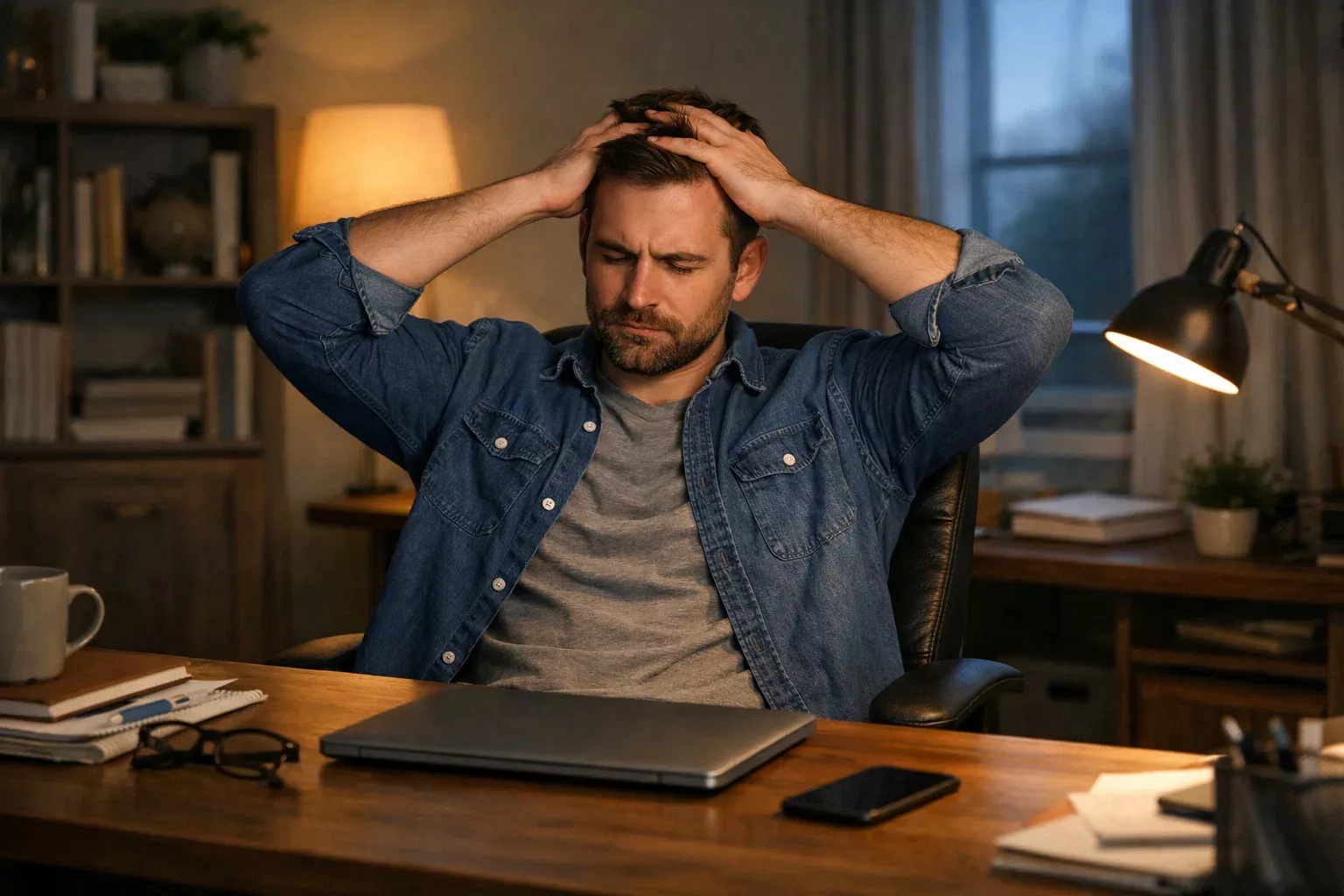 Scommettitore frustrato che riflette dopo una serie di perdite